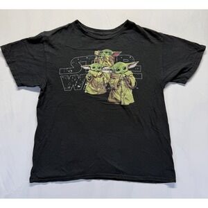 Mad Engine Star Wars T Shirt Mens‎ Large Black Graphic The Mandalorian 3 Grogu